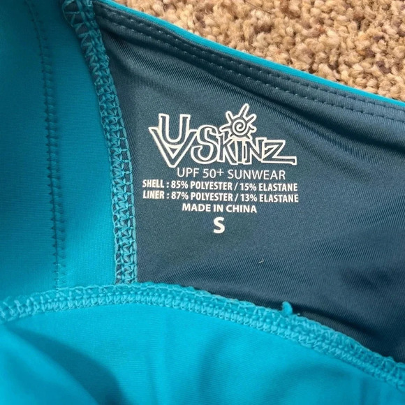 UV SKINZ‎ active Swim Top Bra Women's Size Small Padded Cups Blue Teal UPF 50 - Picture 4 of 15